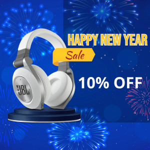 JBL headphones with New Year fireworks and sale promotion