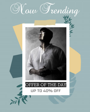 Man in white shirt with offer banner