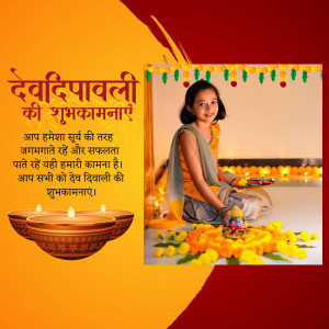 Diwali greeting with a girl lighting a lamp