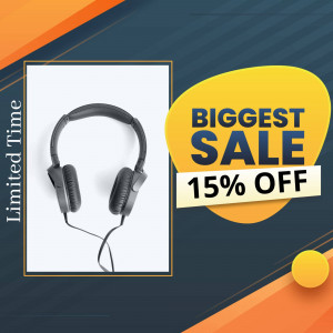 Headphone Sale - 15% Off Banner For Instagram