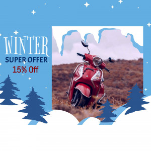Red scooter with winter offer promotion