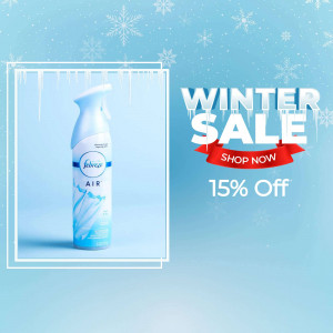 Febreze air freshener with a winter sale promotion