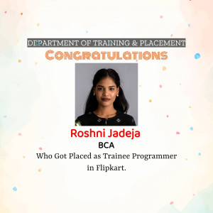 Image of Roshni Jadeja, a BCA student who got placed at Flipkart.