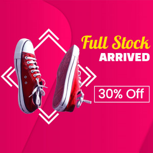 Red canvas sneakers with a 30% off promotion