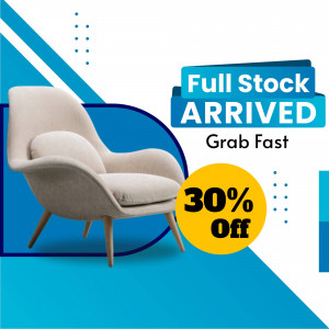 Beige armchair with a 30% off sale promotion