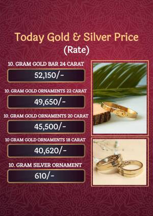 Today's Gold & Silver Price Advertisement For Telegram