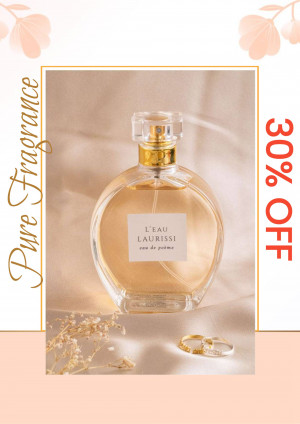 A promotional image of L'Eau Laurissi perfume with a 30% off offer.