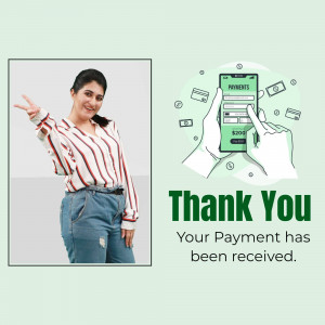 Woman celebrating successful online payment with phone illustration