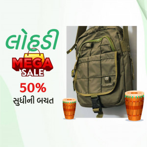 Olive green shoulder bag with Lohdi sale promotion and traditional glasses