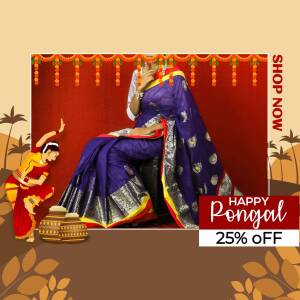 Pongal Saree Sale Creative Design For LinkedIn