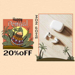 Pongal Sale - AirPods Offer Branding Post For WhatsApp