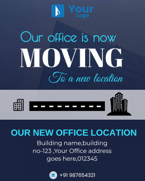 Announcement poster for a new office location