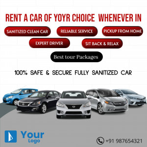 Advertisement for car rental services with various car models and service highlights.