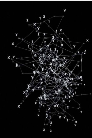 A complex diagram with text and lines, likely representing a technical or scientific concept.