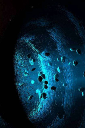 Abstract image of a blue swirl resembling a fingerprint or galaxy