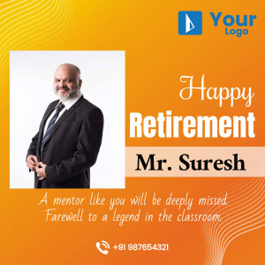 Retirement greeting for Mr. Suresh, a respected teacher.