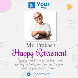 Retirement wishes for Mr. Prakash, a teacher.