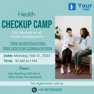Health Checkup Camp poster with doctor and patient