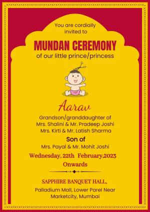 Invitation card for Mundan Ceremony of Aarav