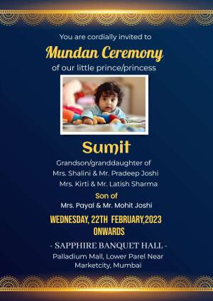 Mundan Ceremony Invitation Card with Baby Photo