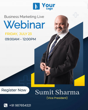 Webinar promotion featuring Sumit Sharma, Vice President