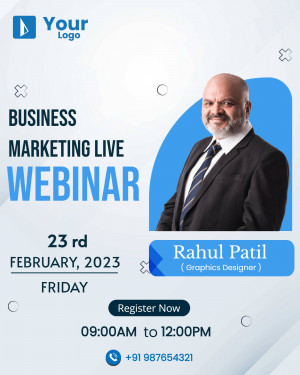 Webinar promotion featuring Rahul Patil, a Graphics Designer