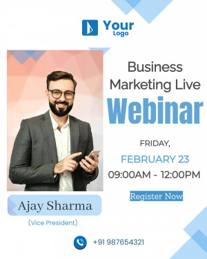 Webinar promotion featuring Ajay Sharma, Vice President