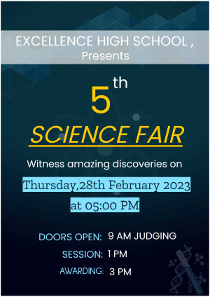 Poster for Excellence High School's 5th Science Fair