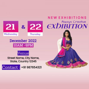 Event poster featuring a woman in traditional attire promoting an exhibition on December 21st and 22nd.