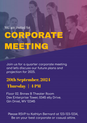 Image of a corporate meeting invitation with people in business attire.