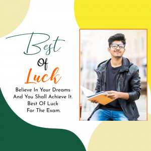Young man with a book, wishing good luck for an exam