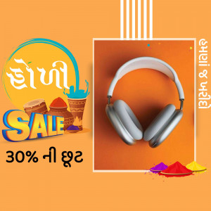 Headphones on sale for Holi festival with colorful elements