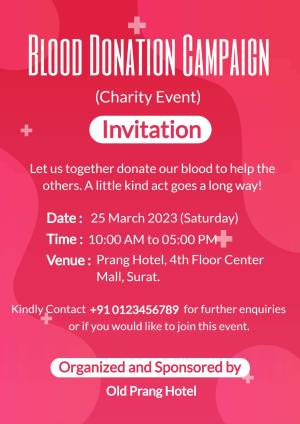Blood donation campaign poster with event details