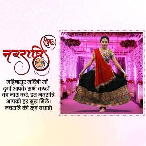 Woman in traditional Navratri attire performing Garba dance