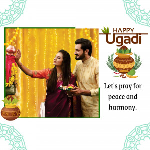 Happy Ugadi - Couple Celebrating Creative Design For Facebook