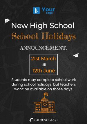 School holiday announcement with dates and information
