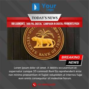 RBI logo with breaking news banner about the 'Har Pal Digital' campaign