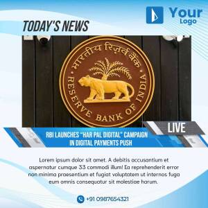 Image of the Reserve Bank of India logo with a news banner announcing the 'Har Pal Digital' campaign.