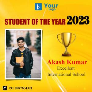 Student of the Year award certificate with a photo of Akash Kumar
