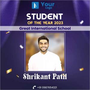 Student of the Year award certificate featuring Shrikant Patil