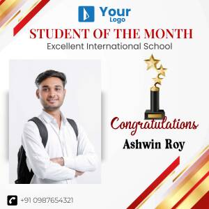 Student of the Month award certificate featuring Ashwin Roy