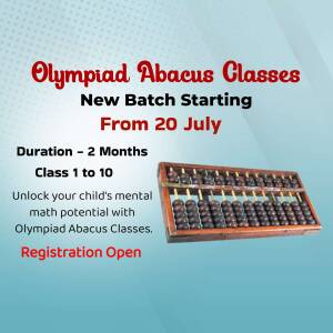 Advertisement for Olympiad Abacus Classes with abacus image