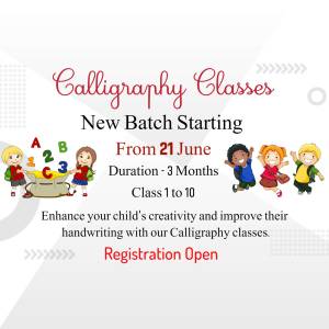 Advertisement for calligraphy classes for children