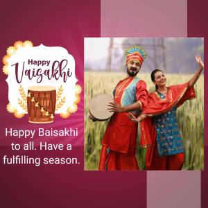 People celebrating Vaisakhi festival with traditional dance and music.