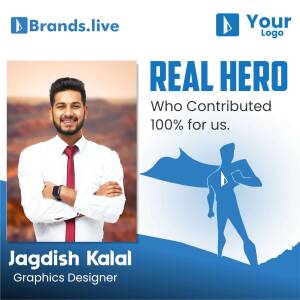 Image of Jagdish Kalal, a Graphics Designer, with a superhero theme.