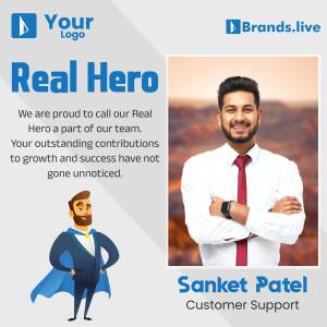 Image of Sanket Patel, a Customer Support employee, recognized as a Real Hero.