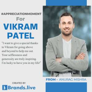 Image of Vikram Patel with a thank you message from Anurag Mishra