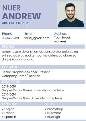 Resume of Andrew Nuer, a Graphic Designer