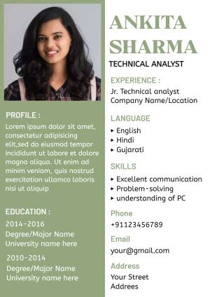 Professional profile of Ankita Sharma, a Technical Analyst