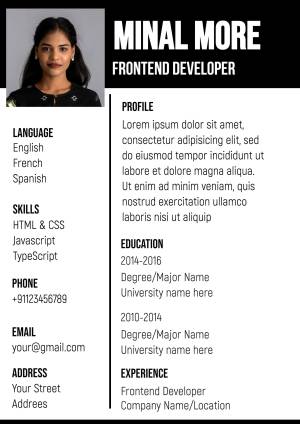 Profile card of Minal More, a Frontend Developer